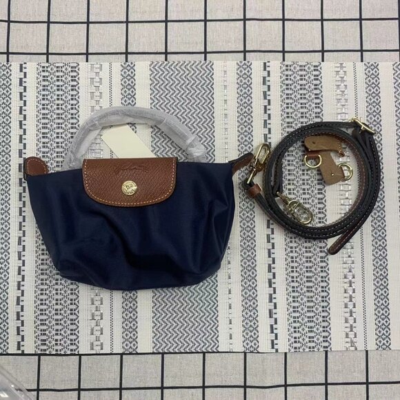 Longchamp Navy and Brown Mini Bag - Picture 1 of 5